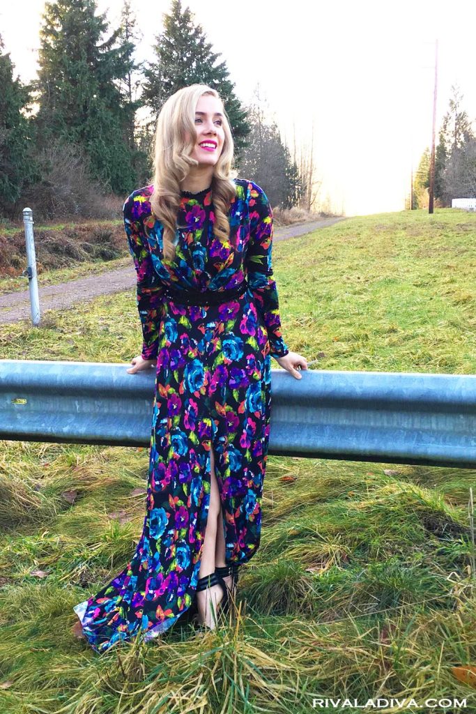 Bright Floral Evening Gown Tutorial on RivaLaDiva (inspired and designed for the 2016 People's Choice Awards). Billion Dollars Brows.